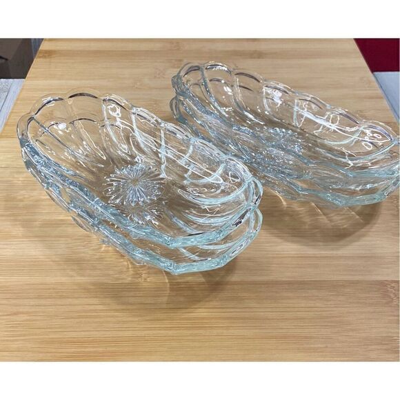 Vintage Anchor Hocking Banana Split Sundae Clear Glass Starburst Dishes Set of 4 - Picture 7 of 9